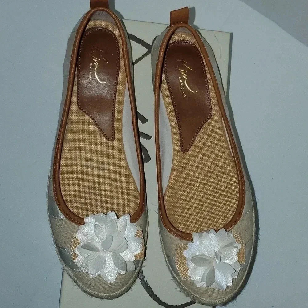 Kim Rogers Gabby White Stripe Flats Size 9.5